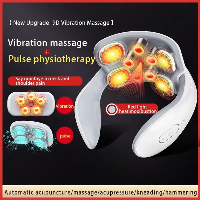 Back and Neck Smart Massage Instrument Shoulder Neck Massage Cervical Vertebra Health Care Vibrator Heating Relieve Pain Muscle