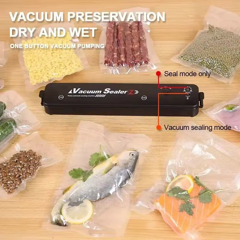 220V/110V Vacuum Sealer Packaging Machine with Free 10Pcs Vacuum Bags Household Black Food Vacuum Sealer