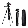 Phone Travel Self Tripod Aluminum Tall 55” 140CM Stand with Quick Plates Mount Pan Head for Canon Nikon DSLR SLR Digital Camera