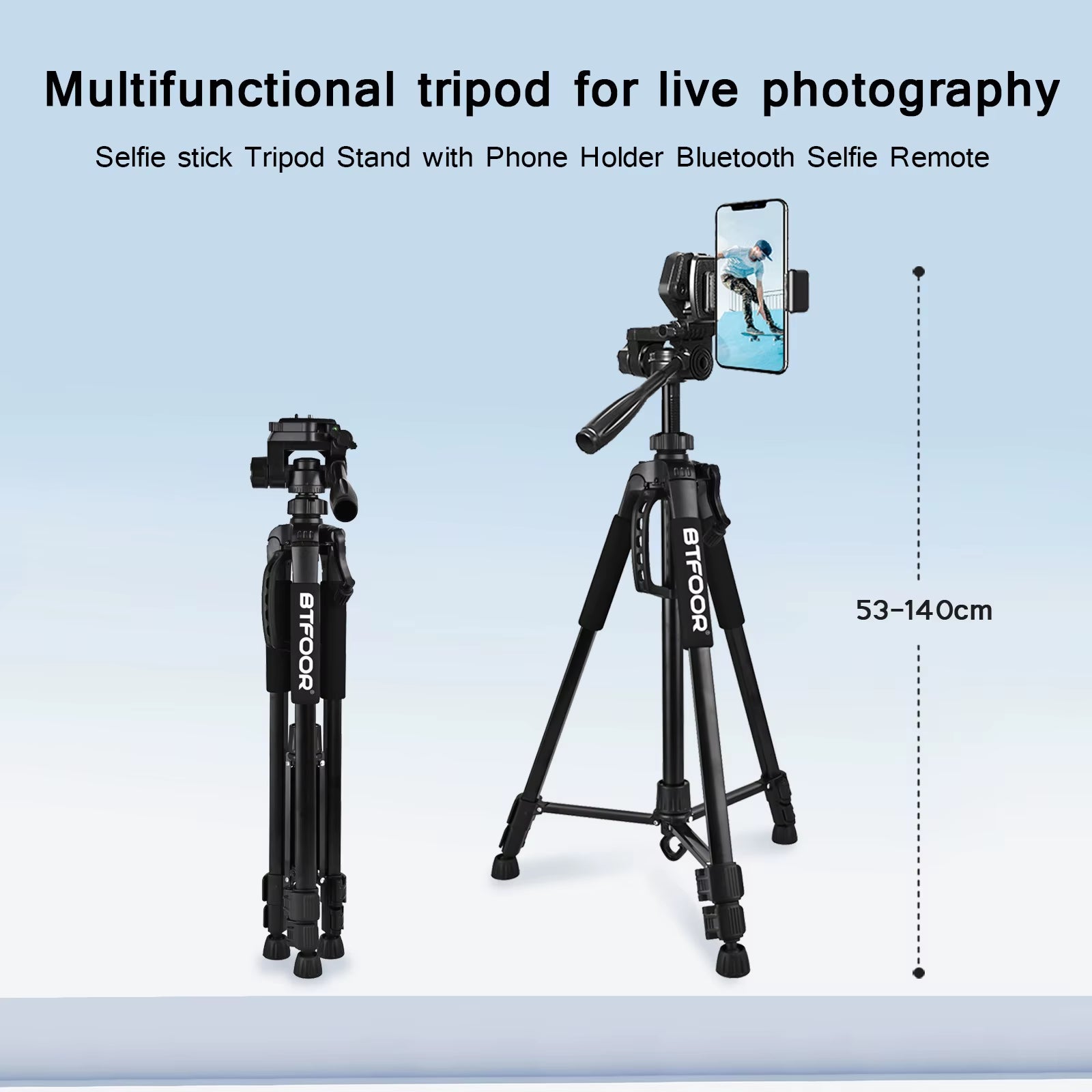 Phone Travel Self Tripod Aluminum Tall 55” 140CM Stand with Quick Plates Mount Pan Head for Canon Nikon DSLR SLR Digital Camera