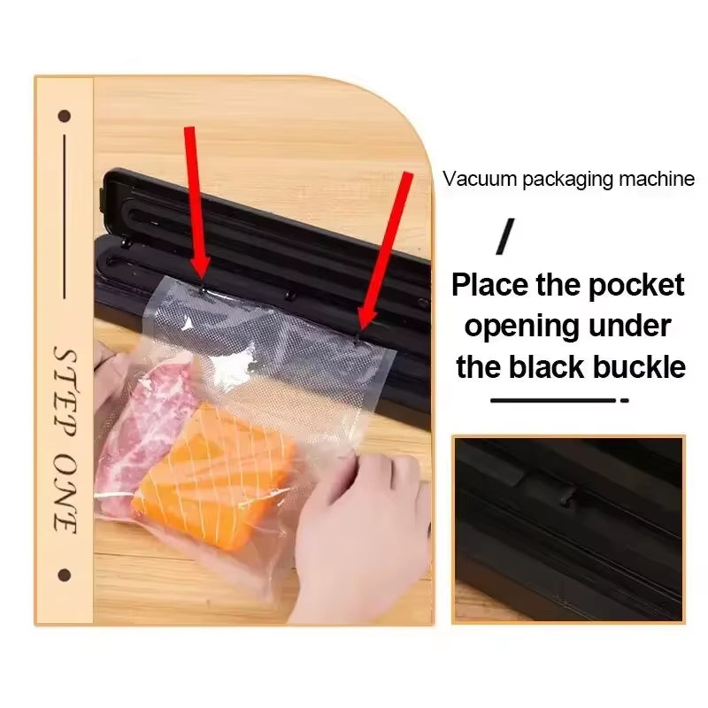 220V/110V Vacuum Sealer Packaging Machine with Free 10Pcs Vacuum Bags Household Black Food Vacuum Sealer