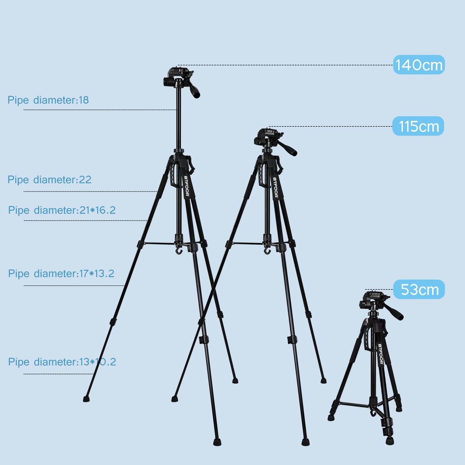 Phone Travel Self Tripod Aluminum Tall 55” 140CM Stand with Quick Plates Mount Pan Head for Canon Nikon DSLR SLR Digital Camera