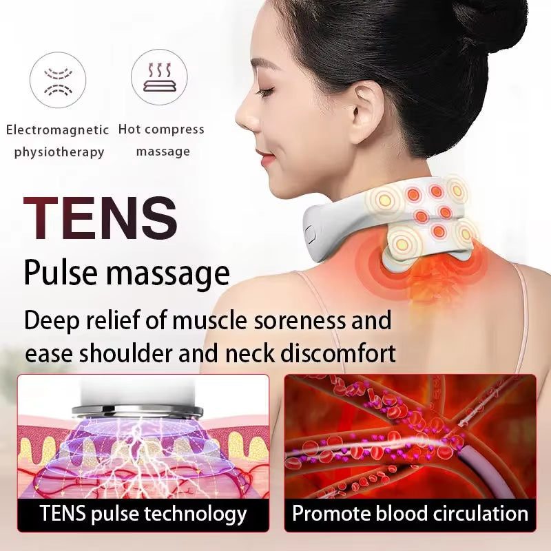 Back and Neck Smart Massage Instrument Shoulder Neck Massage Cervical Vertebra Health Care Vibrator Heating Relieve Pain Muscle
