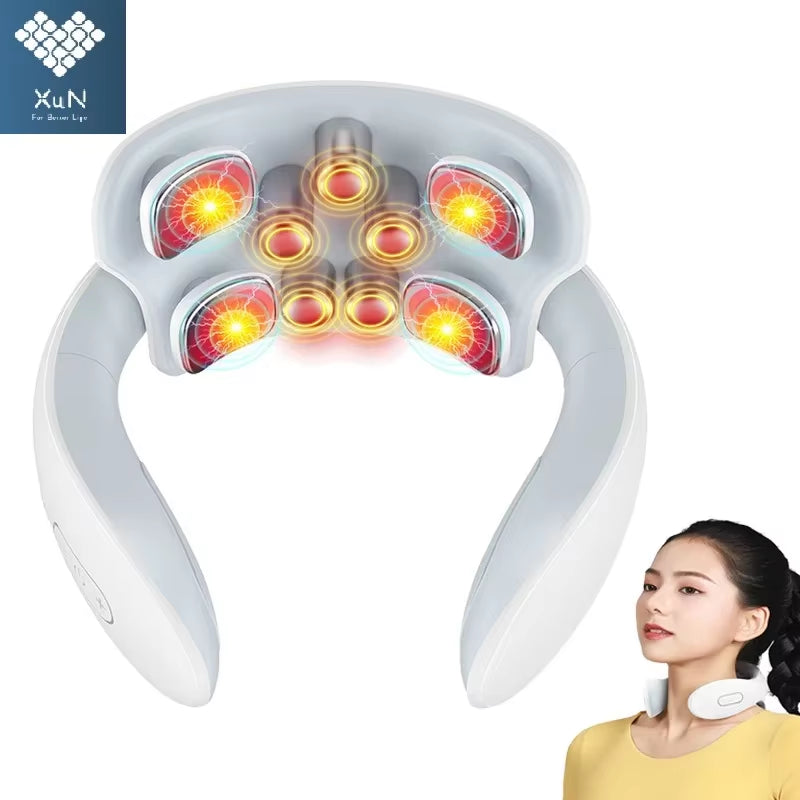 Back and Neck Smart Massage Instrument Shoulder Neck Massage Cervical Vertebra Health Care Vibrator Heating Relieve Pain Muscle