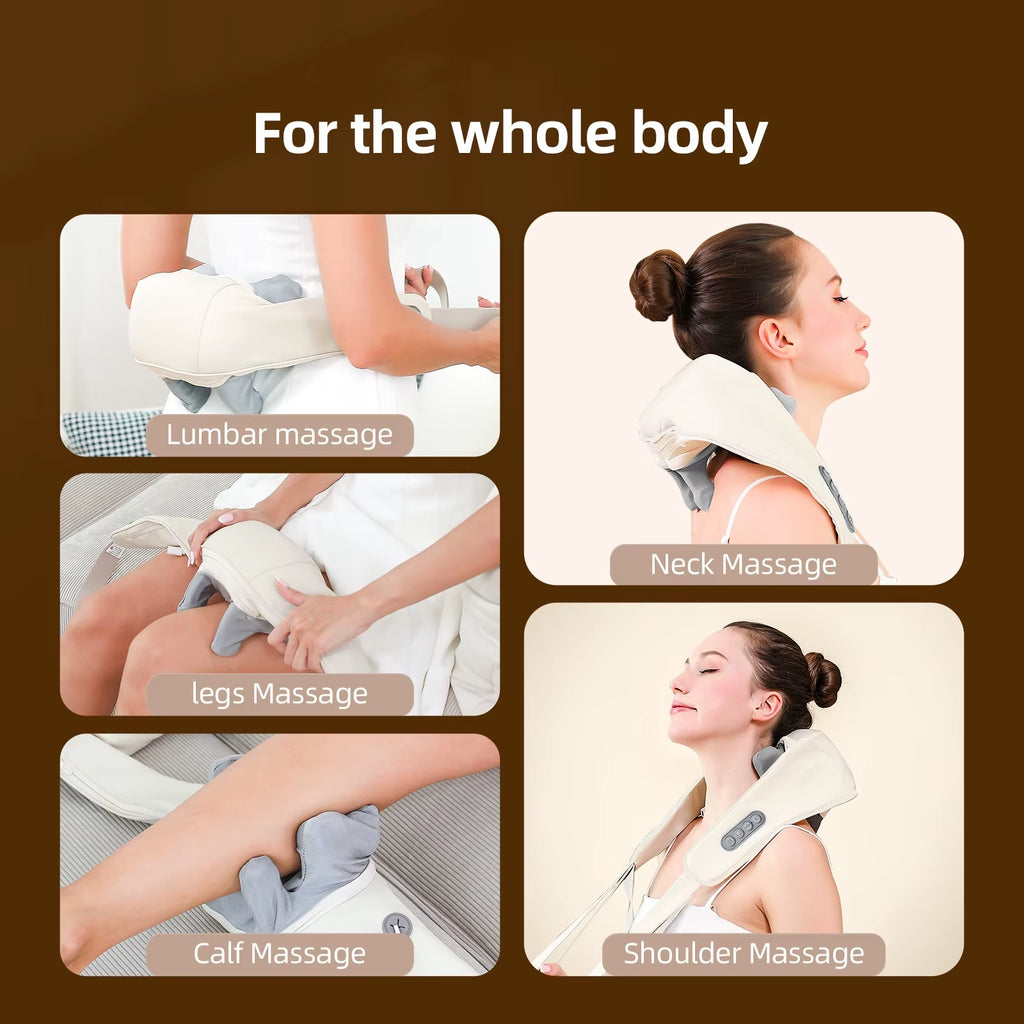 26W Brushless Motor Neck and Shoulder Massager Wireless Shoulder and Back Kneading Massage Shawl Neck Masajeador