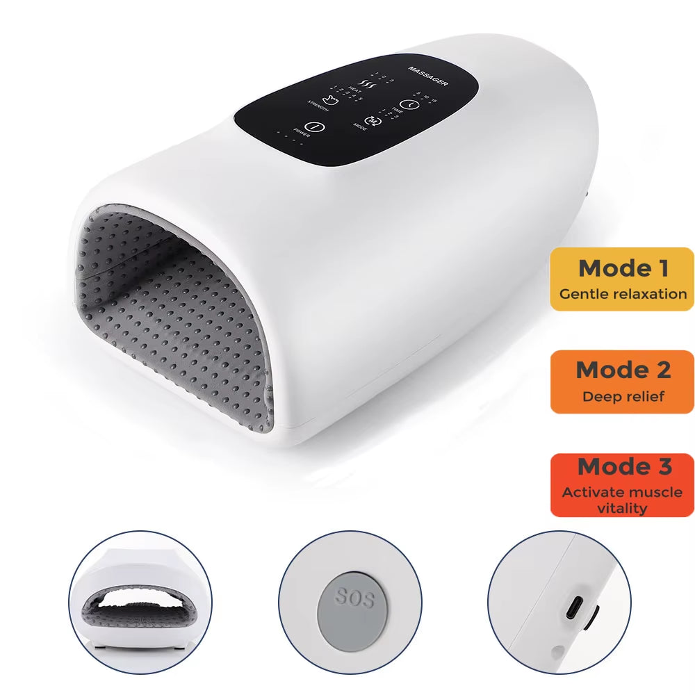 Electric Hand Massager with 5 Levels Air Compression Heat Palm Finger Massage Machine for Arthritis Finger Numbness Hand Relax