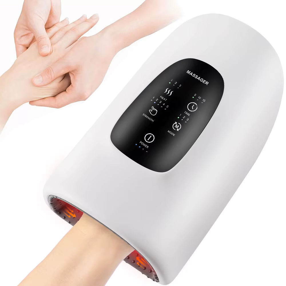 Electric Hand Massager with 5 Levels Air Compression Heat Palm Finger Massage Machine for Arthritis Finger Numbness Hand Relax