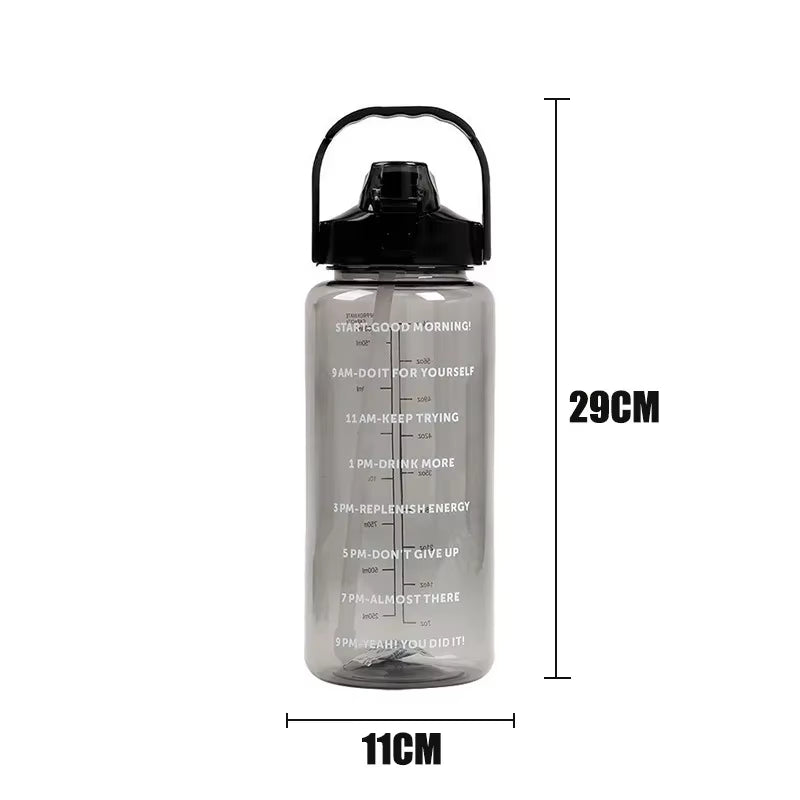 2L Large Water Bottle Portable Plastic Straw Travel Bottle Sports Fitness Cup High Value Big Cup Adult Universal Water Bottle