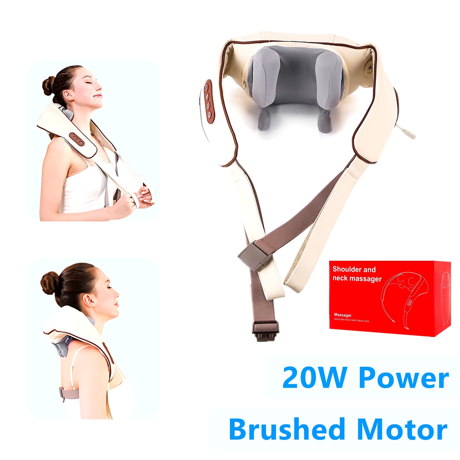 26W Brushless Motor Neck and Shoulder Massager Wireless Shoulder and Back Kneading Massage Shawl Neck Masajeador